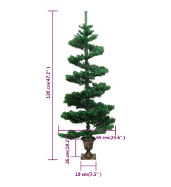 Arbre de Noël hélicoïdal pré-éclairé avec pot vert 120 cm PVC