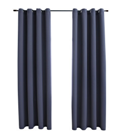 Rideaux occultants avec anneaux Métal 2pcs Anthracite 140x225cm