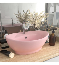 Lavabo ovale de luxe à trop-plein Rose mat 58,5x39 cm Céramique