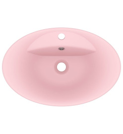 Lavabo ovale de luxe à trop-plein Rose mat 58,5x39 cm Céramique