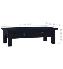 Table basse Café noir clair 100x50x30 cm Bois d'acajou massif