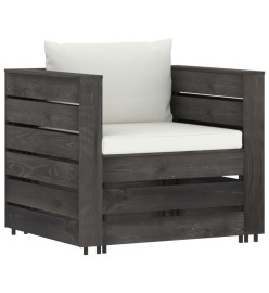Salon de jardin 7 pcs avec coussins Bois imprégné de gris