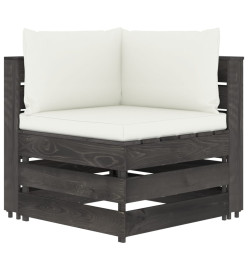 Salon de jardin 7 pcs avec coussins Bois imprégné de gris