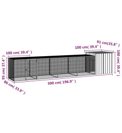 Poulailler Anthracite 500x91x100 cm Acier galvanisé