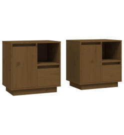 Tables de chevet 2pcs Marron miel 50x34x50cm Bois de pin massif