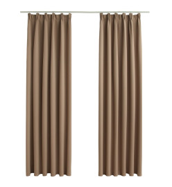 Rideaux occultants avec crochets 2 pcs Taupe 140x175 cm