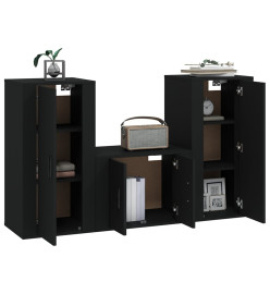 Ensemble de meubles TV 3 pcs Noir Bois d'ingénierie