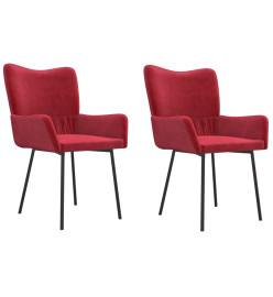 Chaises à manger lot de 2 Rouge bordeaux Velours