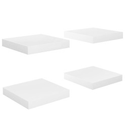 Étagère murale flottante 4 pcs Blanc brillant 23x23,5x3,8cm MDF