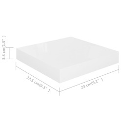 Étagère murale flottante 4 pcs Blanc brillant 23x23,5x3,8cm MDF