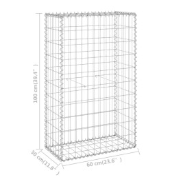 Mur en gabion avec couvercles Acier galvanisé 60x30x100 cm