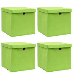 Boîtes de rangement avec couvercles 4 pcs Vert 32x32x32cm Tissu