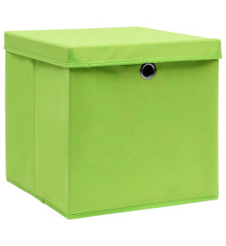 Boîtes de rangement avec couvercles 4 pcs Vert 32x32x32cm Tissu