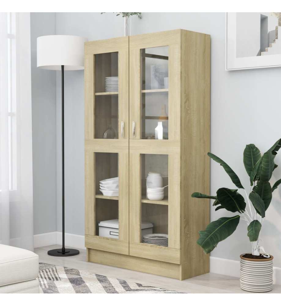 Armoire à vitrine Chêne sonoma 82,5x30,5x150 cm Aggloméré Armoire à vitrine Chêne sonoma 82,5x30,5x150 cm Aggloméré