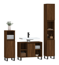 Ensemble de meubles de salle de bain 3 pcs Chêne marron