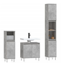 Ensemble de meubles de salle de bain 3 pcs gris béton