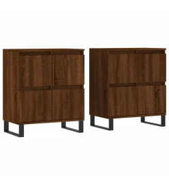 Buffets 2 pcs chêne marron bois d'ingénierie