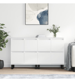 Buffets 2 pcs blanc brillant bois d'ingénierie