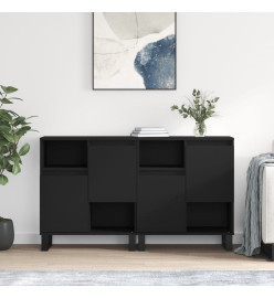 Buffets 2 pcs noir bois d'ingénierie