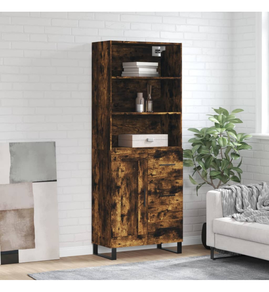 Buffet haut Chêne fumé 69,5x34x180 cm Bois d'ingénierie Buffet haut Chêne fumé 69,5x34x180 cm Bois d'ingénierie