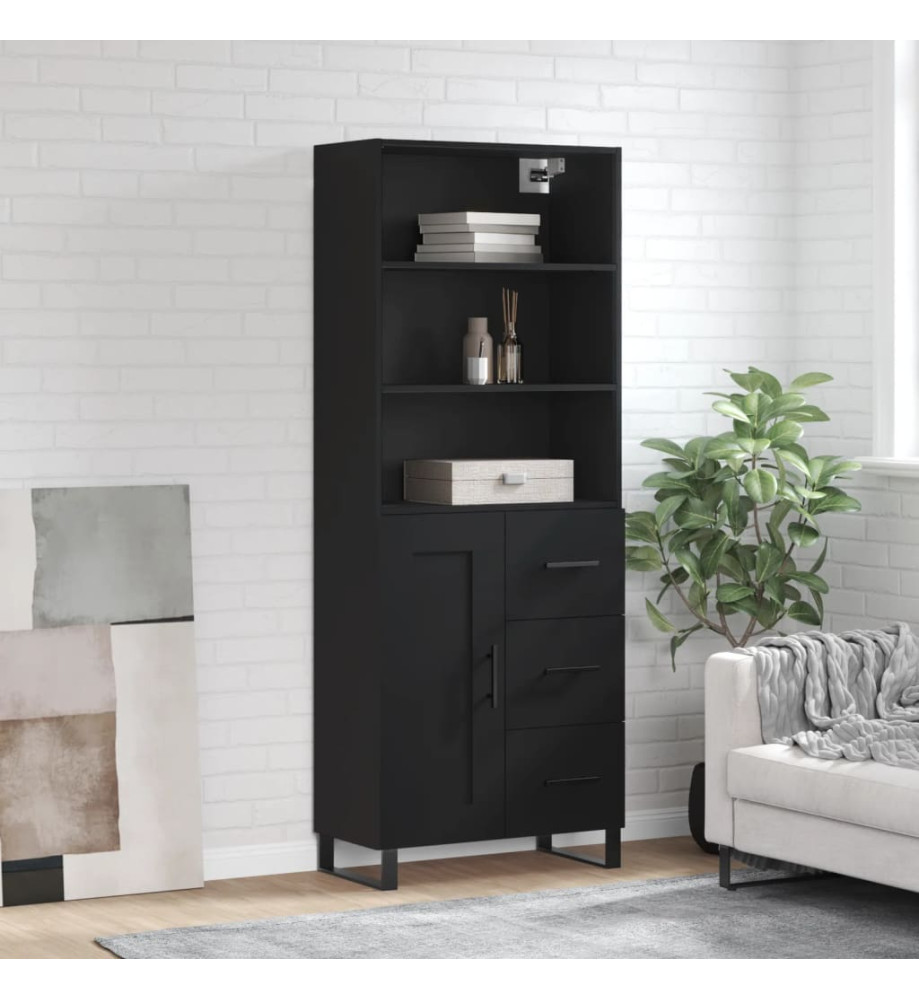 Buffet haut Noir 69,5x34x180 cm Bois d'ingénierie Buffet haut Noir 69,5x34x180 cm Bois d'ingénierie