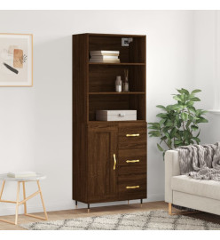 Buffet haut Chêne marron 69,5x34x180 cm Bois d'ingénierie