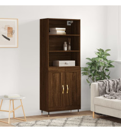 Buffet haut Chêne marron 69,5x34x180 cm Bois d'ingénierie