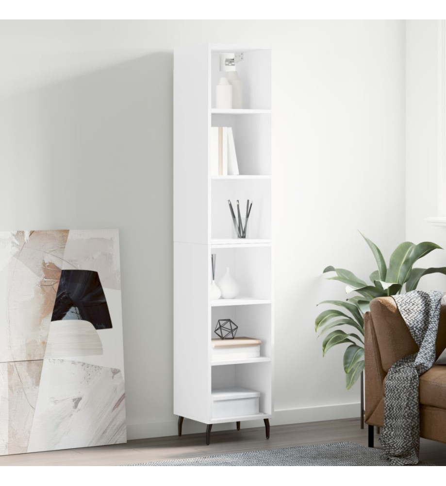 Buffet haut Blanc 34,5x32,5x180 cm Bois d'ingénierie Buffet haut Blanc 34,5x32,5x180 cm Bois d'ingénierie