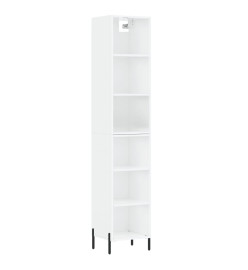 Buffet haut Blanc brillant 34,5x32,5x180 cm Bois d'ingénierie
