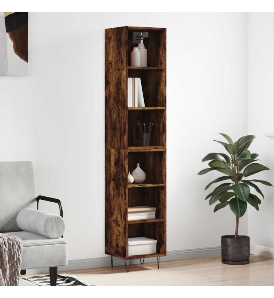 Buffet haut Chêne fumé 34,5x32,5x180 cm Bois d'ingénierie Buffet haut Chêne fumé 34,5x32,5x180 cm Bois d'ingénierie
