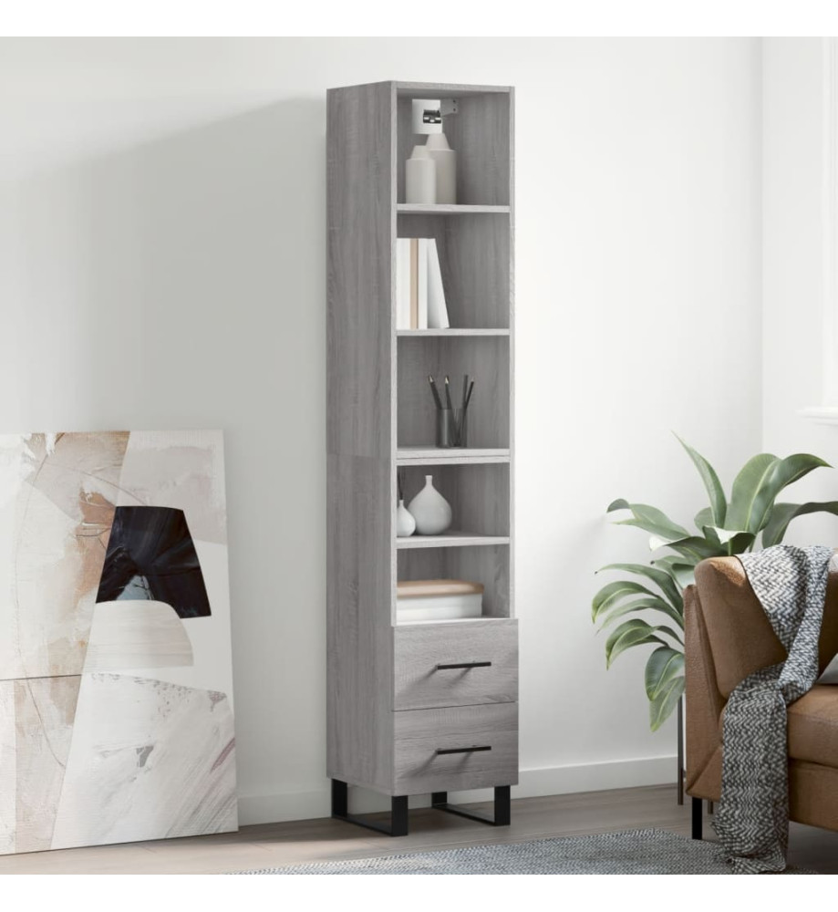 Buffet haut Sonoma gris 34,5x34x180 cm Bois d'ingénierie Buffet haut Sonoma gris 34,5x34x180 cm Bois d'ingénierie