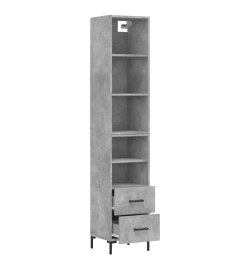Buffet haut Gris béton 34,5x34x180 cm Bois d'ingénierie