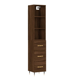 Buffet haut Chêne marron 34,5x34x180 cm Bois d'ingénierie
