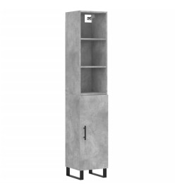Buffet haut Gris béton 34,5x34x180 cm Bois d'ingénierie