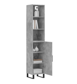 Buffet haut Gris béton 34,5x34x180 cm Bois d'ingénierie