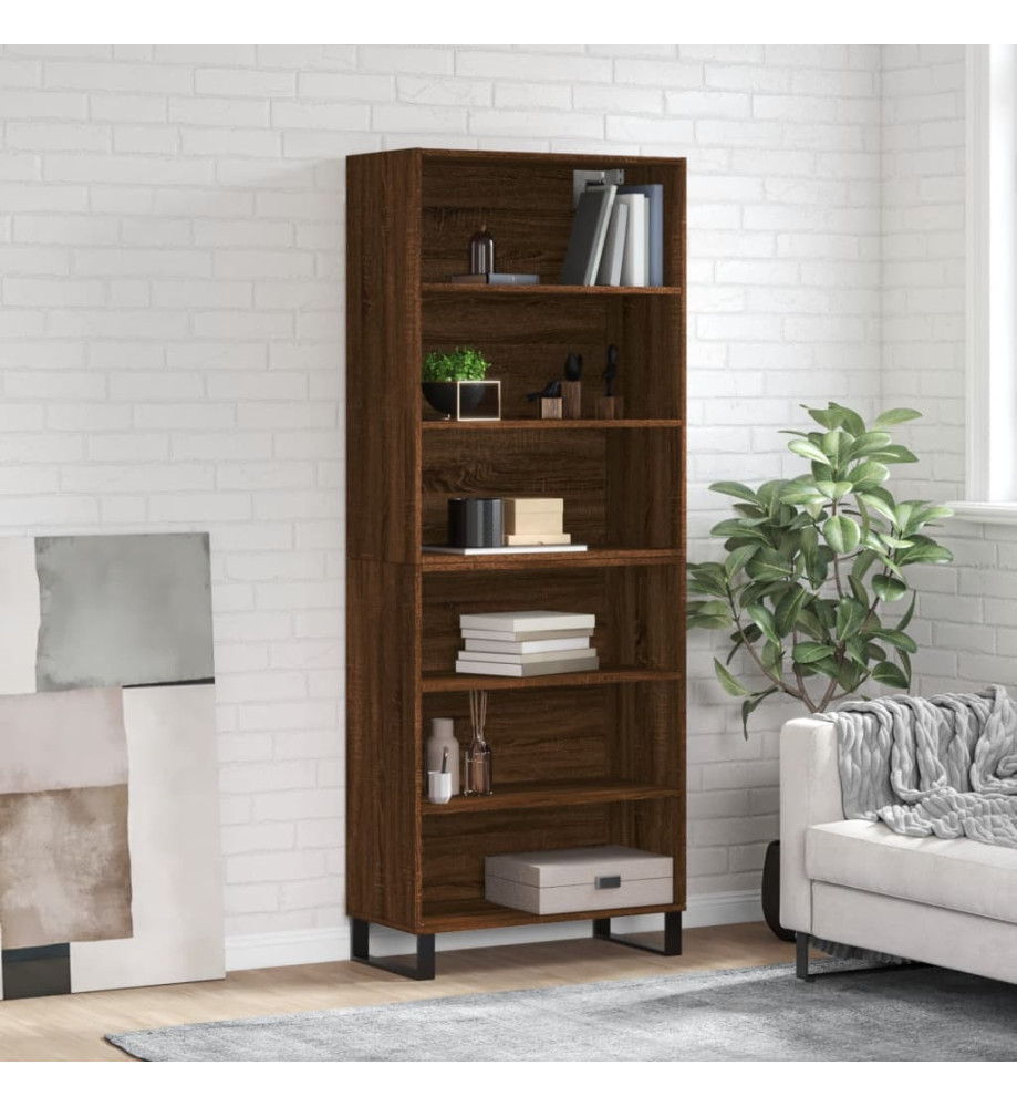 Buffet chêne marron 69,5x32,5x180 cm bois d'ingénierie Buffet chêne marron 69,5x32,5x180 cm bois d'ingénierie