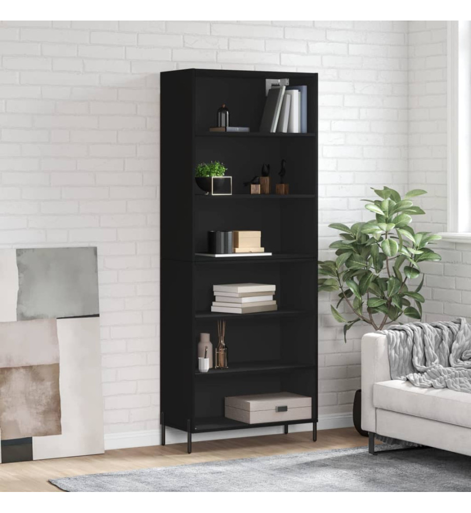 Buffet noir 69,5x32,5x180 cm bois d'ingénierie Buffet noir 69,5x32,5x180 cm bois d'ingénierie