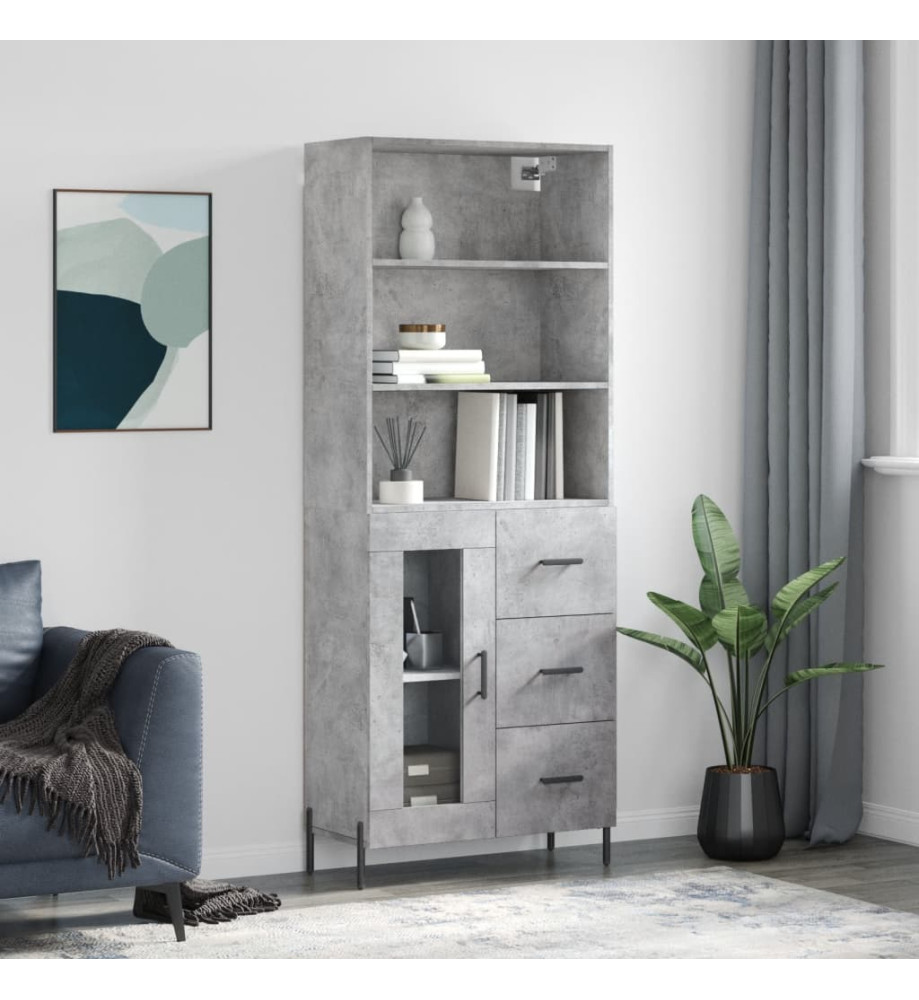 Buffet haut Gris béton 69,5x34x180 cm Bois d'ingénierie Buffet haut Gris béton 69,5x34x180 cm Bois d'ingénierie