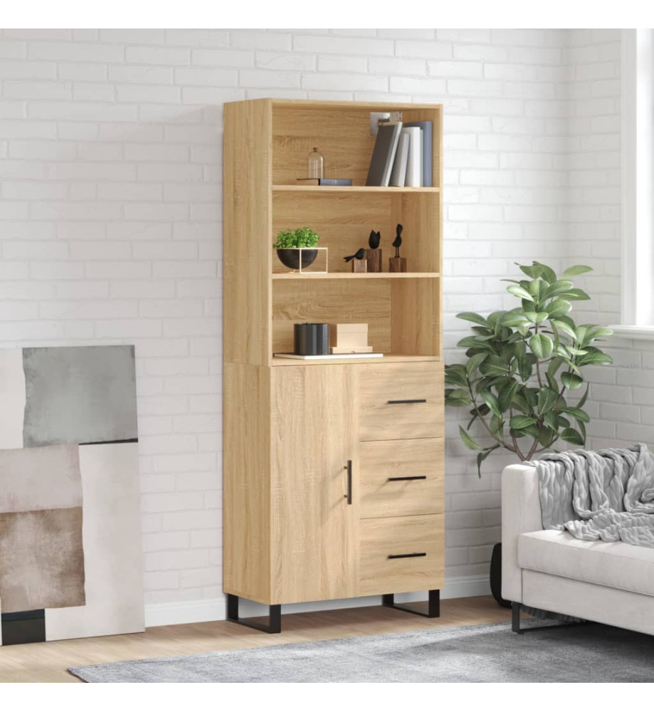 Buffet haut Chêne sonoma 69,5x34x180 cm Bois d'ingénierie Buffet haut Chêne sonoma 69,5x34x180 cm Bois d'ingénierie