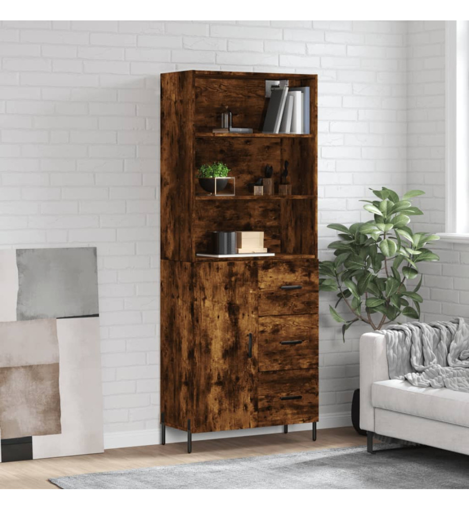 Buffet haut Chêne fumé 69,5x34x180 cm Bois d'ingénierie Buffet haut Chêne fumé 69,5x34x180 cm Bois d'ingénierie
