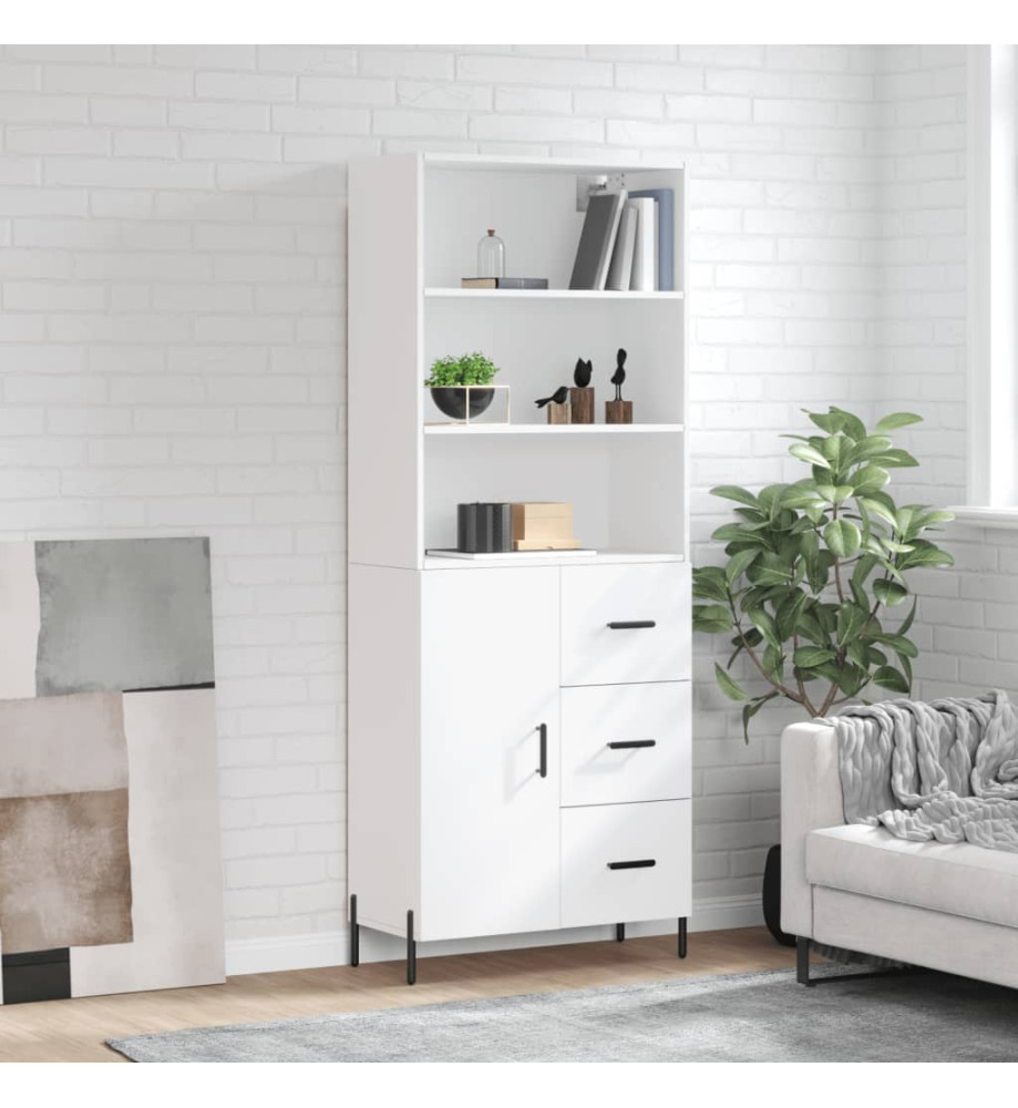 Buffet haut Blanc 69,5x34x180 cm Bois d'ingénierie Buffet haut Blanc 69,5x34x180 cm Bois d'ingénierie
