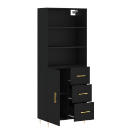 Buffet haut Noir 69,5x34x180 cm Bois d'ingénierie