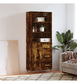 Buffet haut Chêne fumé 69,5x34x180 cm Bois d'ingénierie