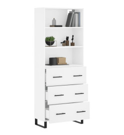 Buffet haut Blanc brillant 69,5x34x180 cm Bois d'ingénierie