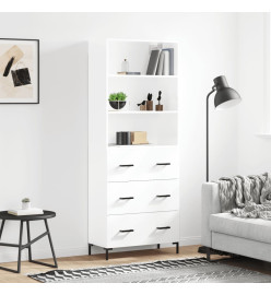 Buffet haut Blanc brillant 69,5x34x180 cm Bois d'ingénierie