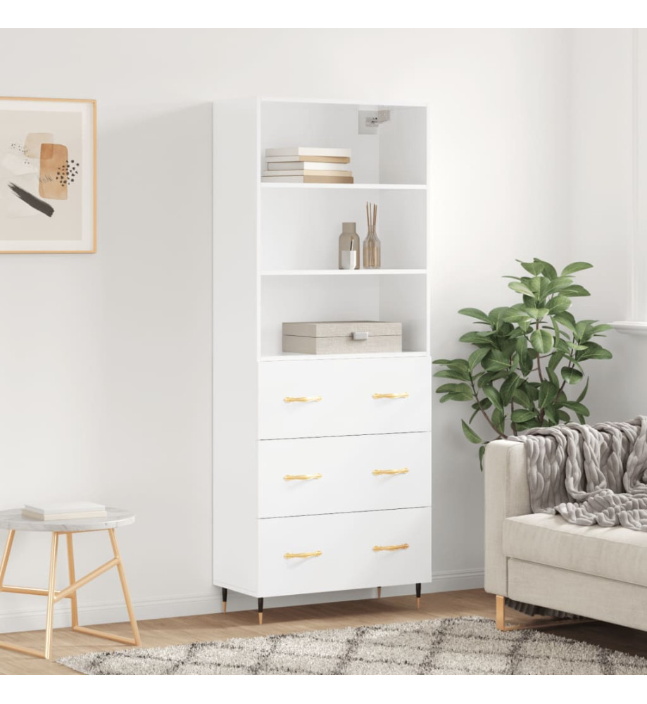 Buffet haut Blanc 69,5x34x180 cm Bois d'ingénierie Buffet haut Blanc 69,5x34x180 cm Bois d'ingénierie