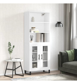 Buffet haut Blanc brillant 69,5x34x180 cm Bois d'ingénierie