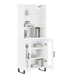 Buffet haut Blanc brillant 69,5x34x180 cm Bois d'ingénierie