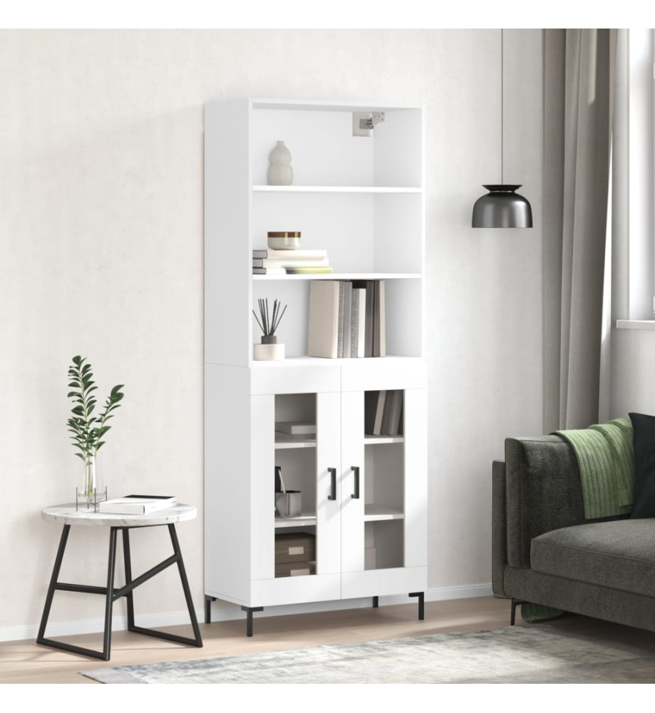 Buffet haut Blanc 69,5x34x180 cm Bois d'ingénierie Buffet haut Blanc 69,5x34x180 cm Bois d'ingénierie