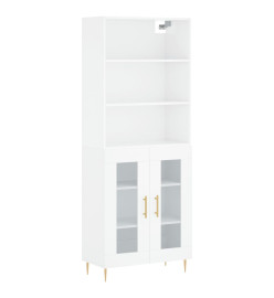 Buffet haut Blanc brillant 69,5x34x180 cm Bois d'ingénierie